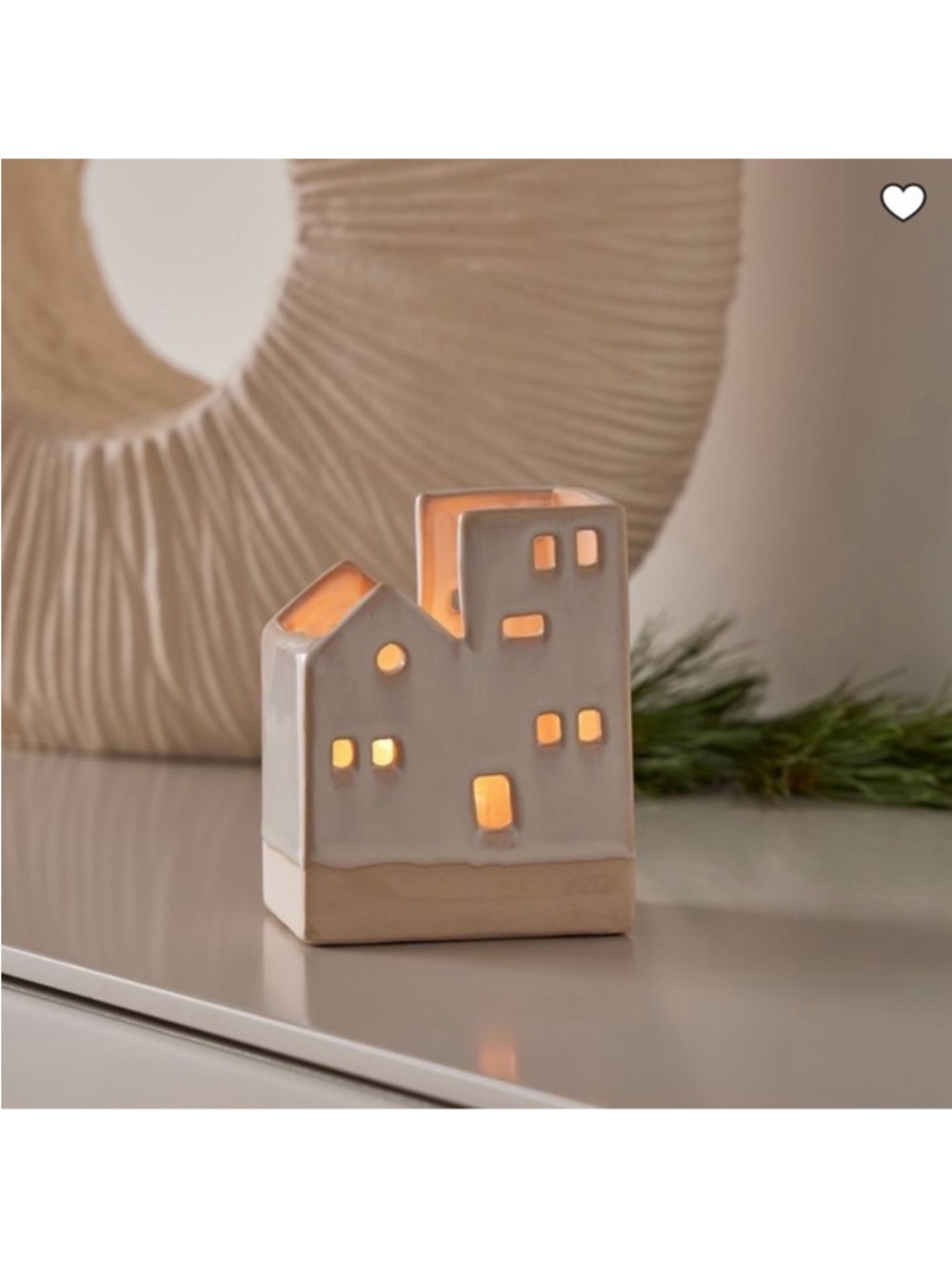 West Elm Village Tealight Ceramic Candleholder, Small House